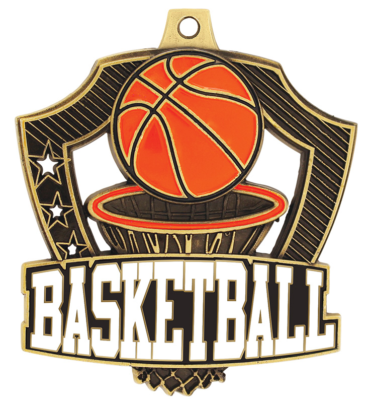 2 1/4" Basketball Shieldz Medals