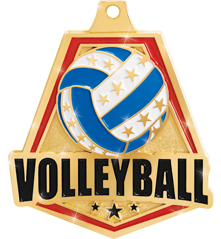 2" Volleyball Shiny Captain Medals