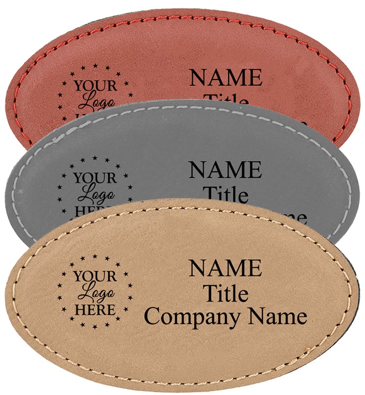 Large Oval Leatherette Badge