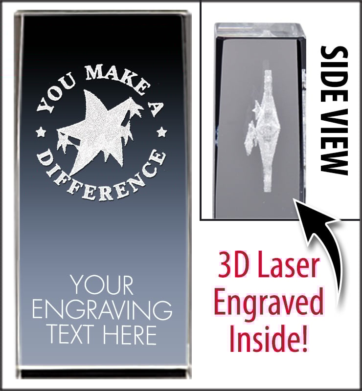 You Make A Difference 3D Laser Crystal