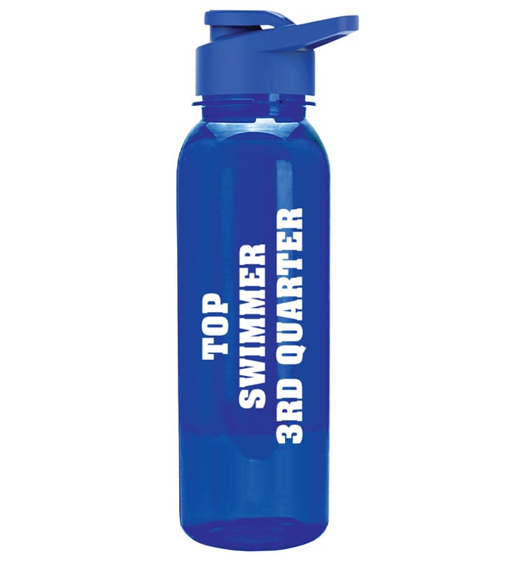Blue Color Printed Text Water Bottle 24oz