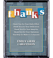 Thanks Recognition Commendation Plaques