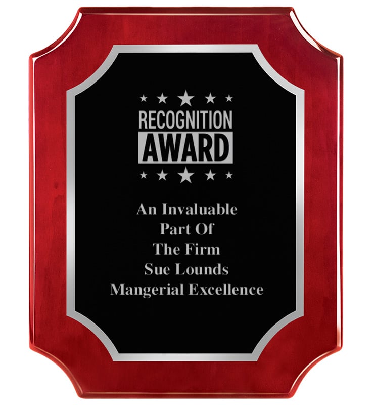 Scalloped Piano Rosewood Silver Border Plaque