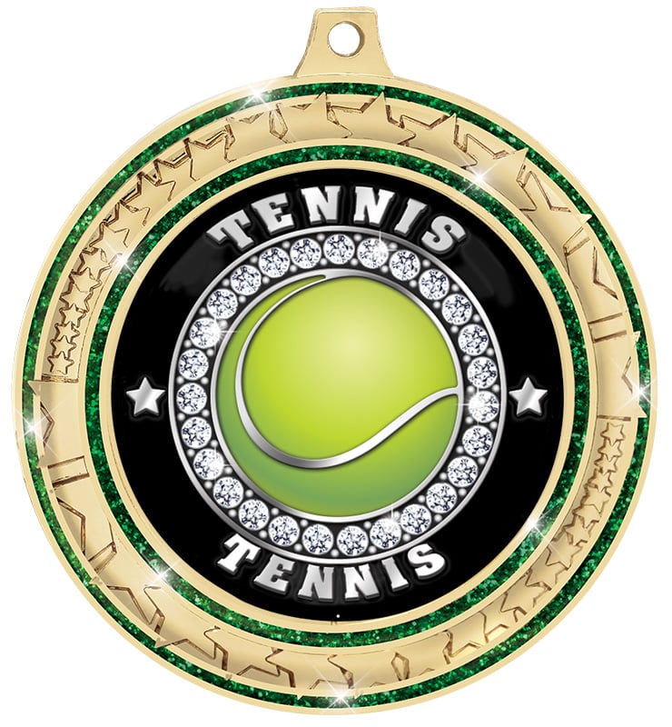 2 &Acirc;&frac34;&acirc;&euro; Green Star Trail Glitter Insert Green Medal