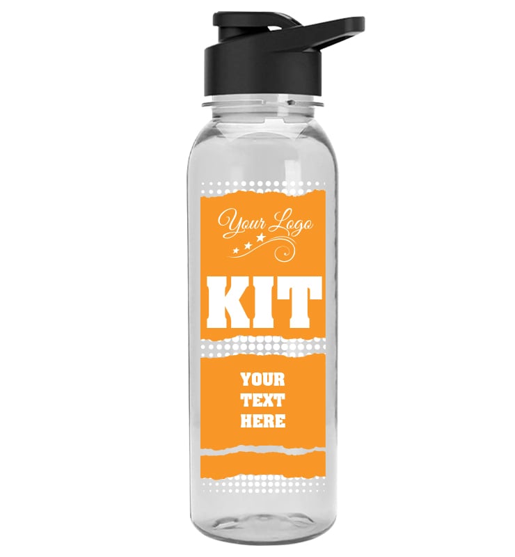Clear School Spirit Water Bottle 24oz - Orange White
