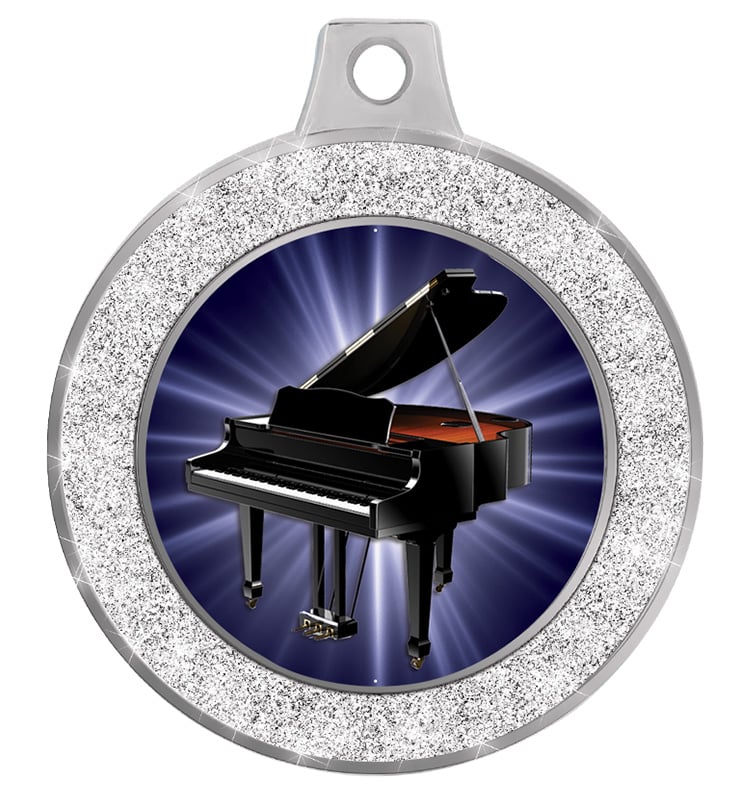 1 1/2" Silver Glitter Insert Medal