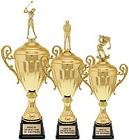 Golden Accolade Cup Trophies With Figure