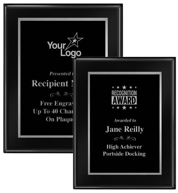 Glossed Ebony Silver Border Plaques