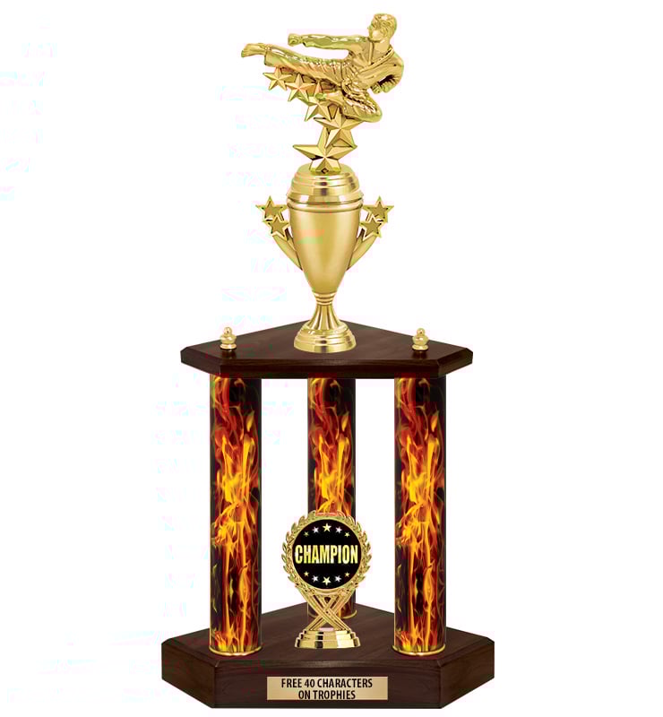 22" - 26" Championship Three Poster Trophy on Wood Base