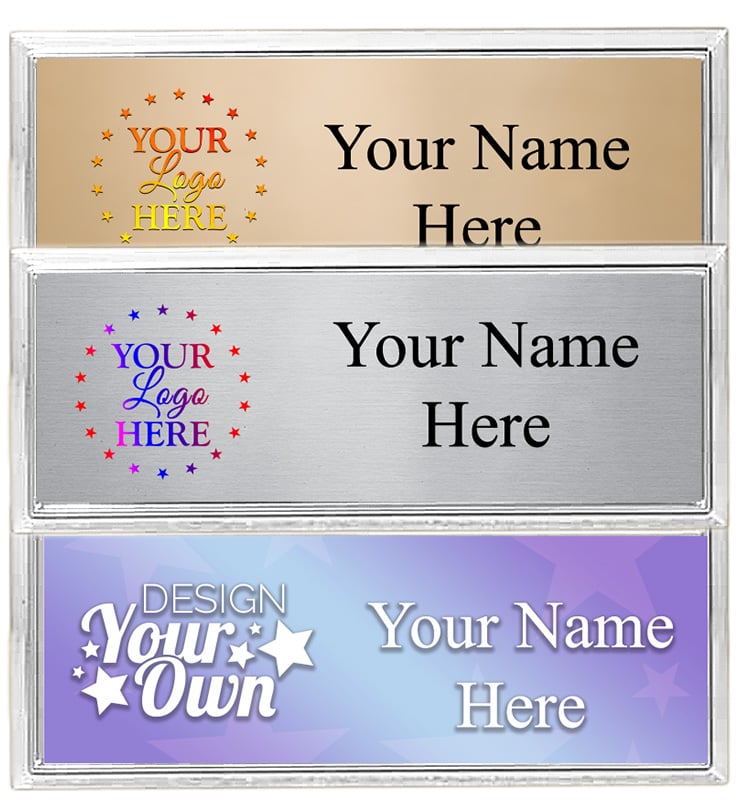 Small Rectangle Silver Frame Color Badge