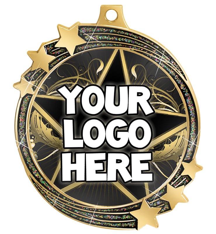 2 1/2" Black Glitter Shooting Star Insert Medal