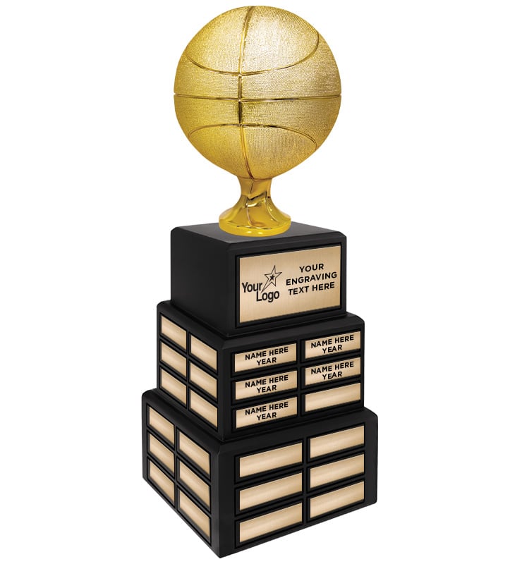 Shiny Gold Basketball Perpetual Trophy