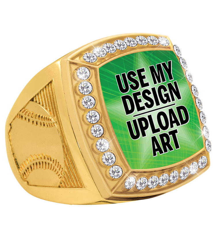 Custom Deluxe Insert Gold Baseball Ring