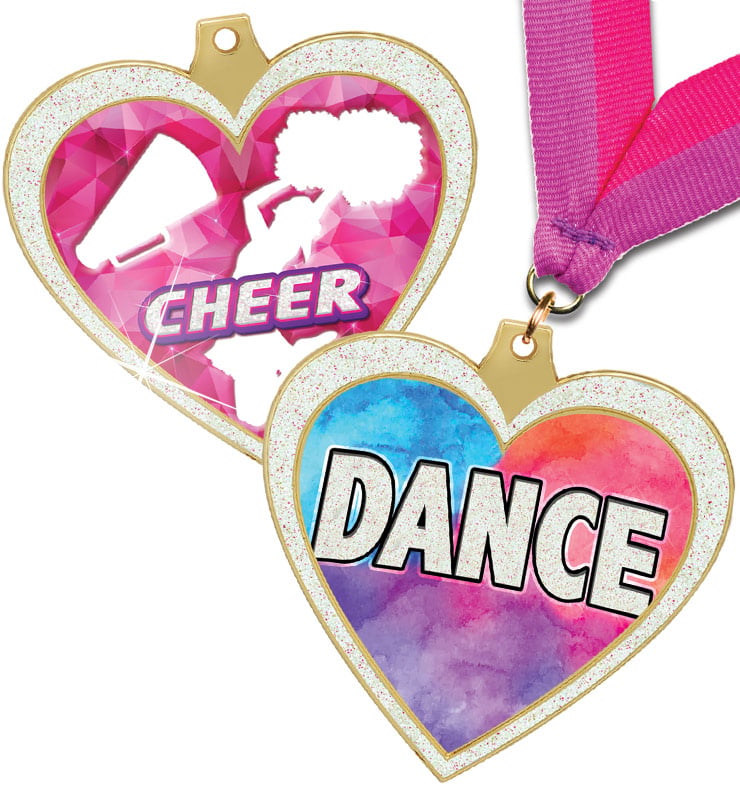 2 1/2" Glitter Heart Medals
