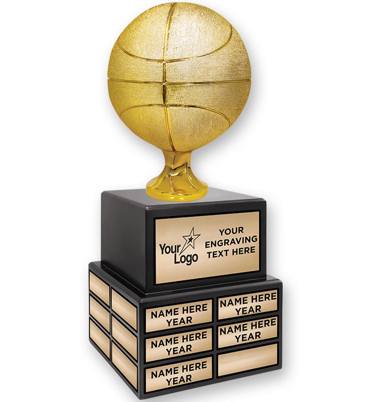 Shiny Gold Basketball Perpetual Trophy