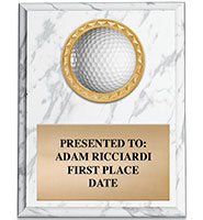 White Marbleized Golf Vertical Insert Plaque