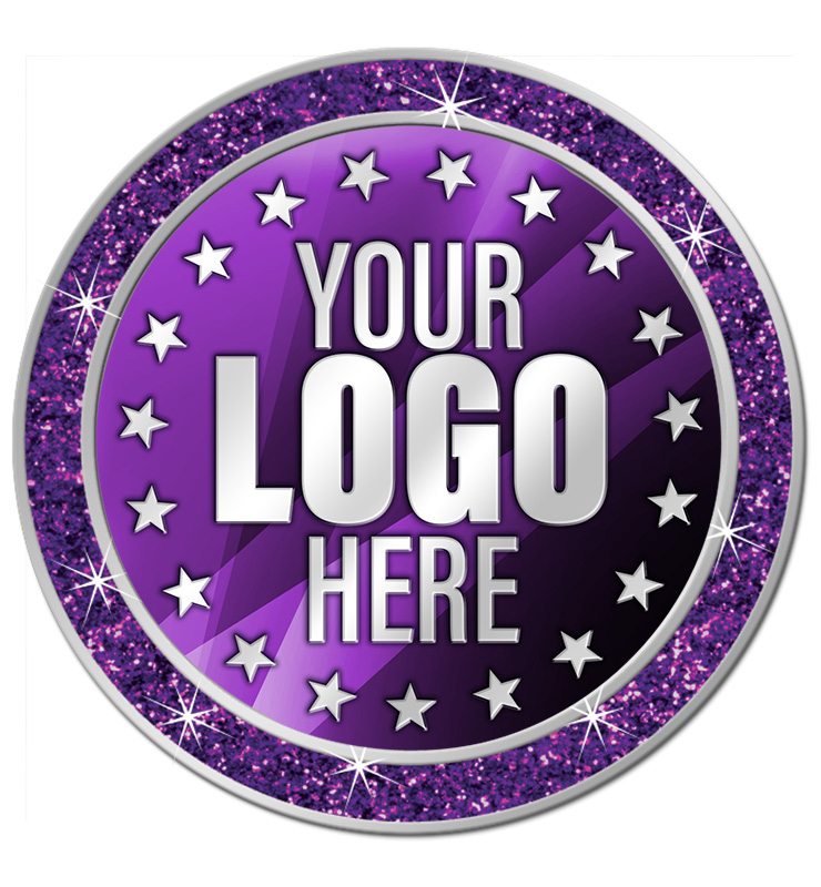 1.3" Purple Glitter Insert Pin