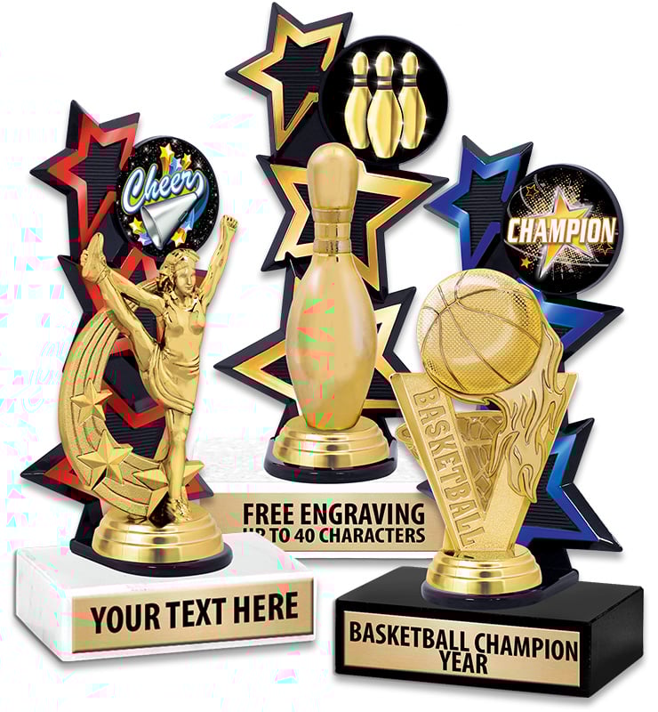 Three Star Backdrop Insert Trophies