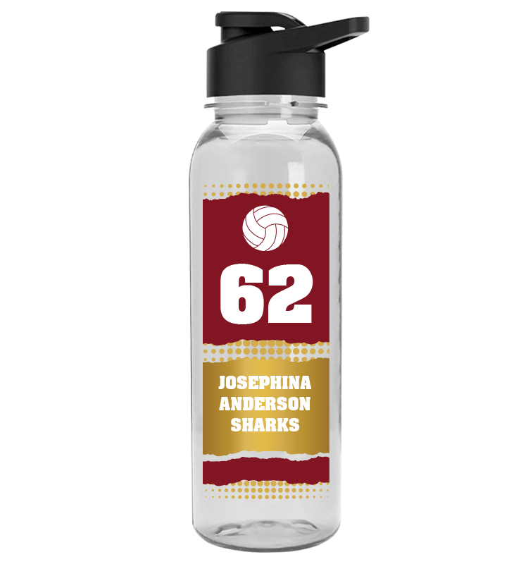Clear School Spirit Water Bottle 24oz - Maroon Gold