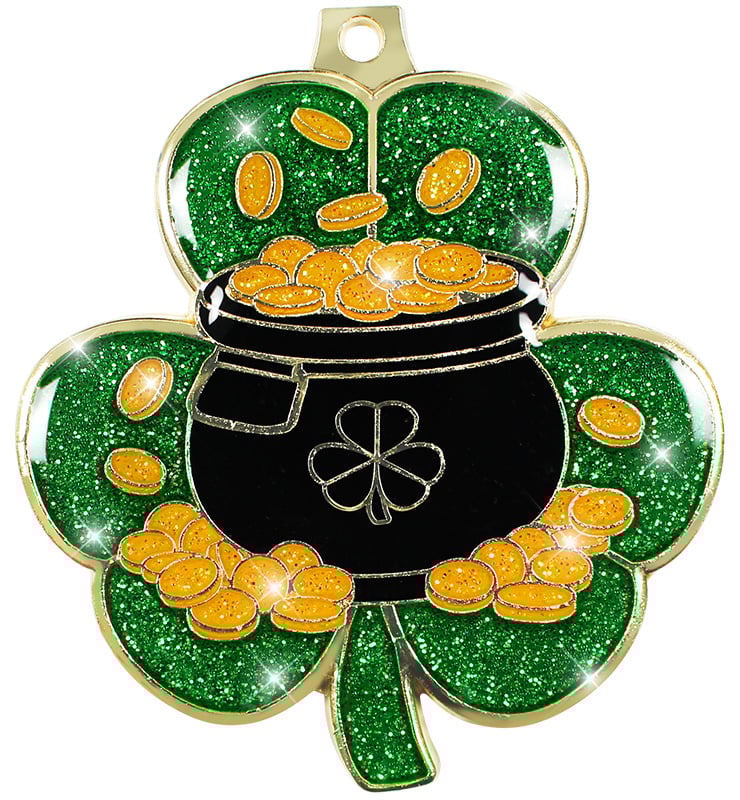 2 1/2" St Patricks Day Glitter Medal