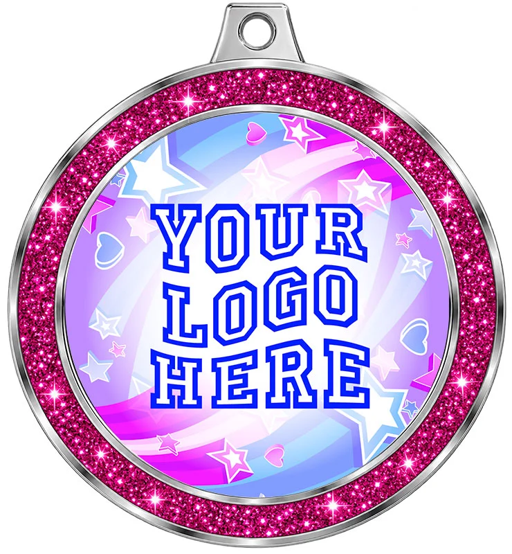 2 1/2" Pink Glitter Insert Medal