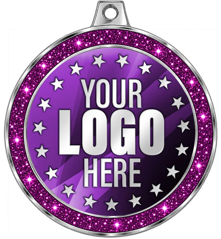 2 1/2" Purple Glitter Insert Medal