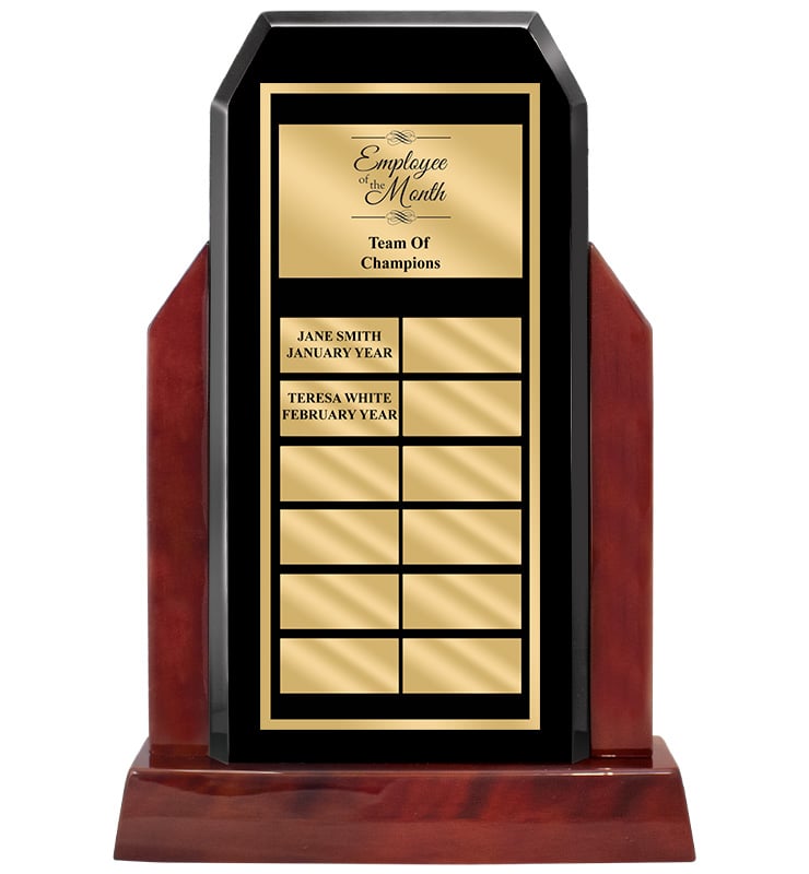 12 Plate Champion Glossed Wood Perpetual Trophy