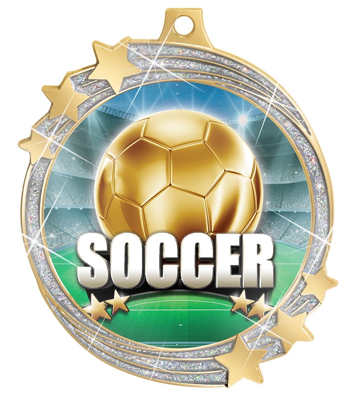 2 1/2" Silver Glitter Shooting Star Medal