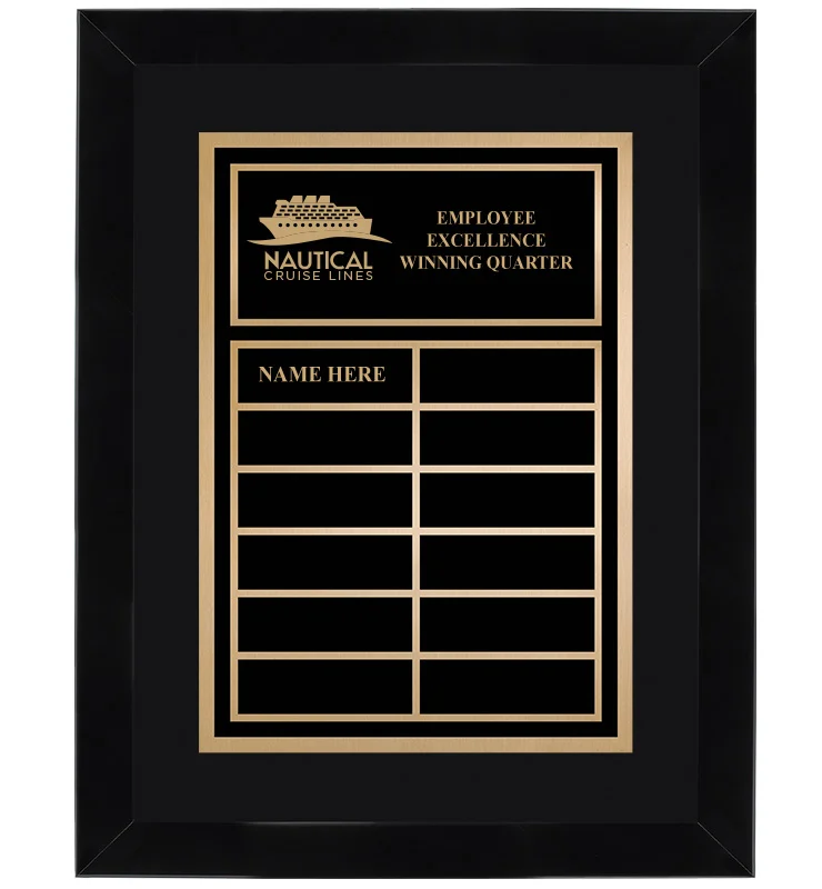 12 Plate Black Omega Frame Perpetual Plaque