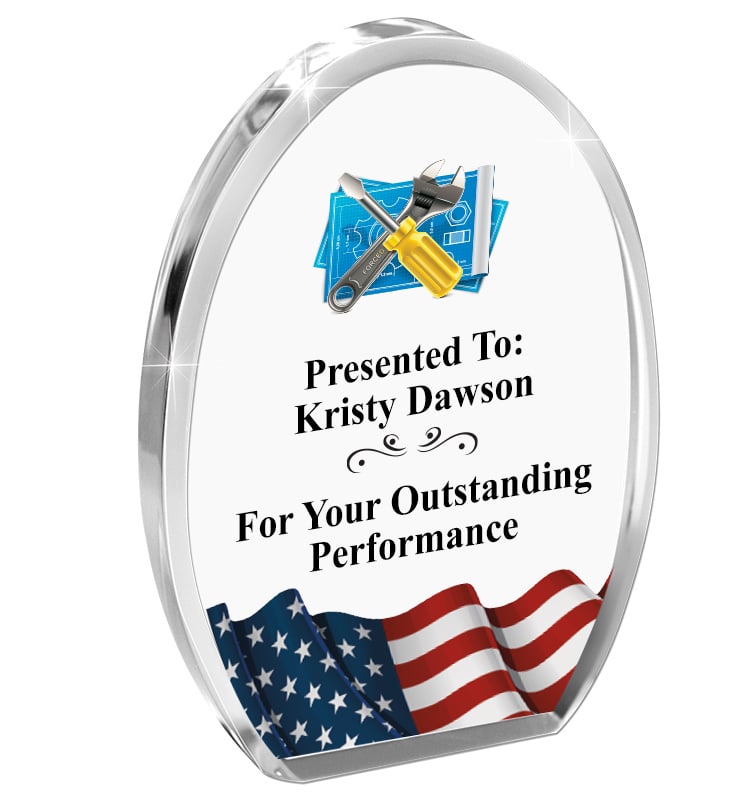 American Flag Oval Standing Paperweight