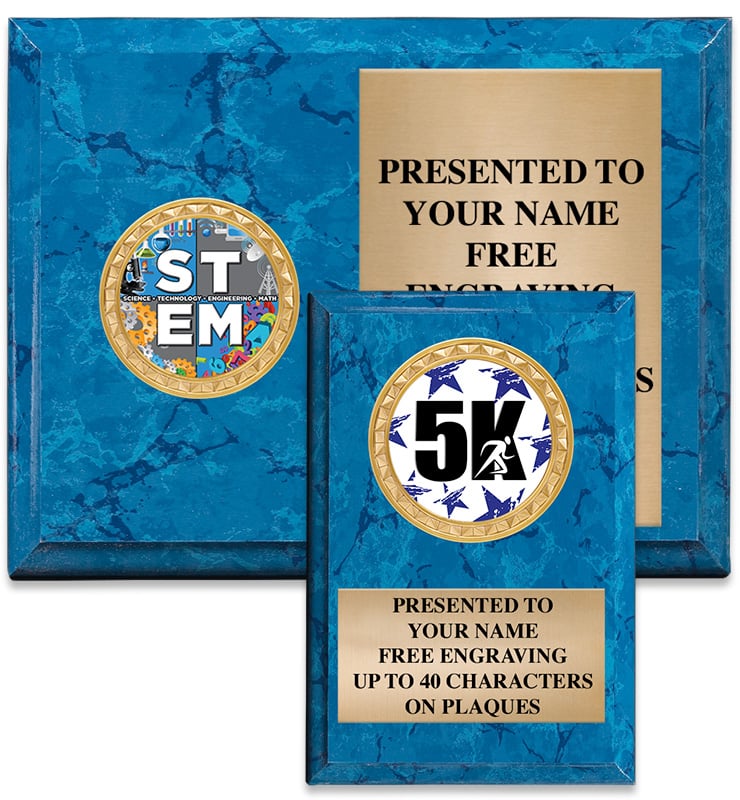 Blue Marbleized Insert Plaques