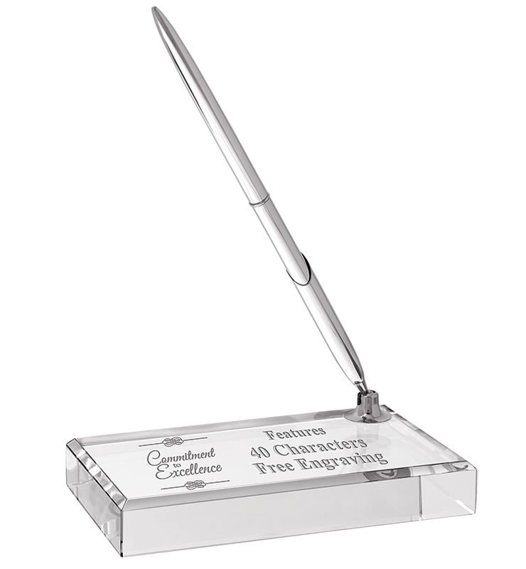 Crystal Paperweight Pen Set