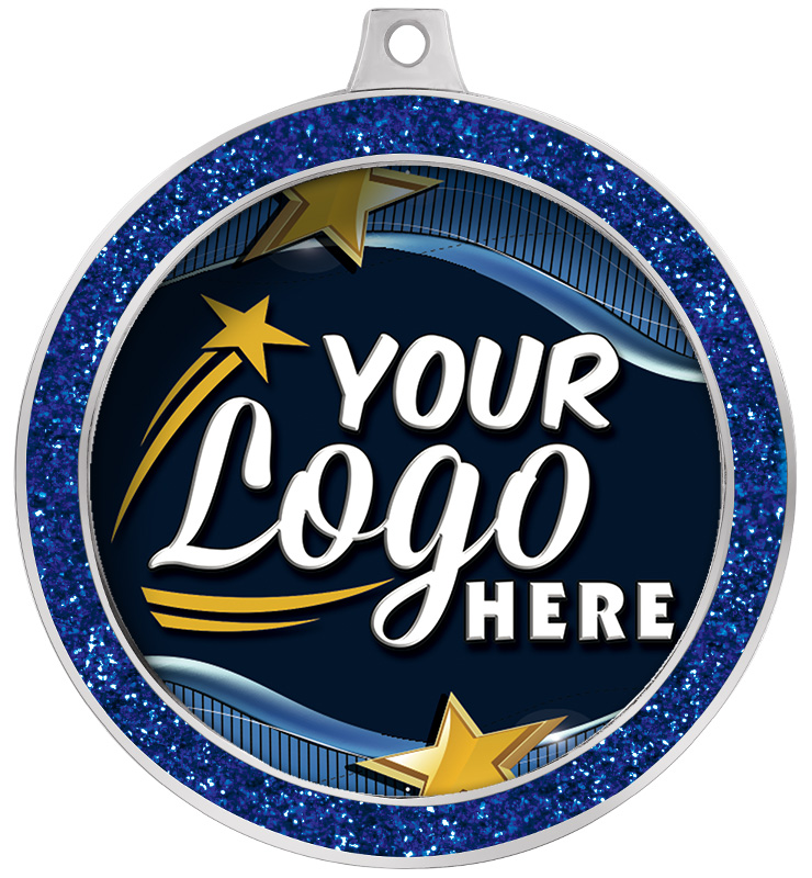 2 1/2" Blue Glitter Insert Medal
