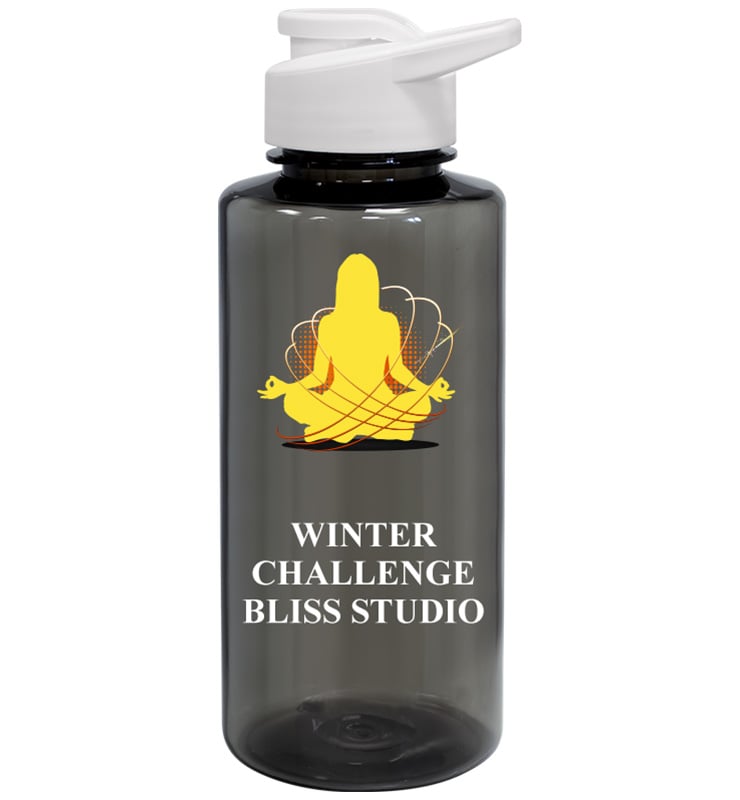 Gray Color Printed Water Bottle 36oz