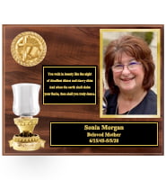 10.5" x 13" Memorial Wood Plaque With Candle