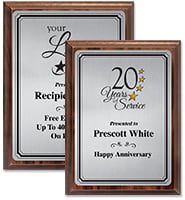 Wood Color Printed Plaques With Silver Plate