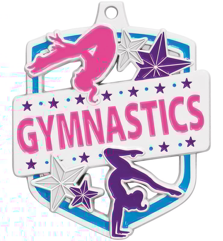 2 1/4" Admiral White Gymnastics Medal