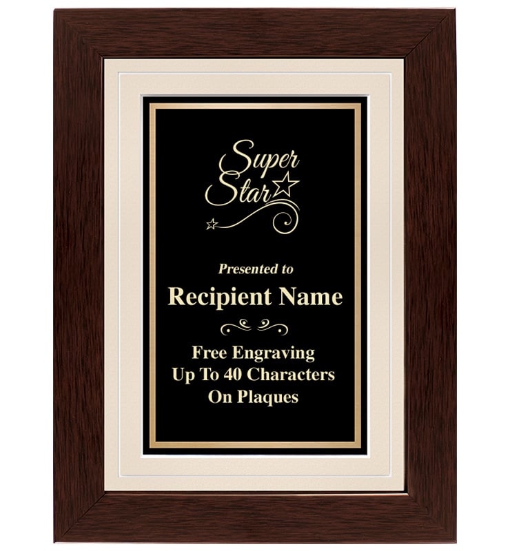 Dark Walnut Frame Plaque With Tan Matting