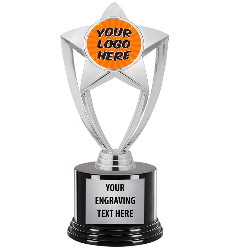 8" Silver Star Custom Insert Deluxe Trophy