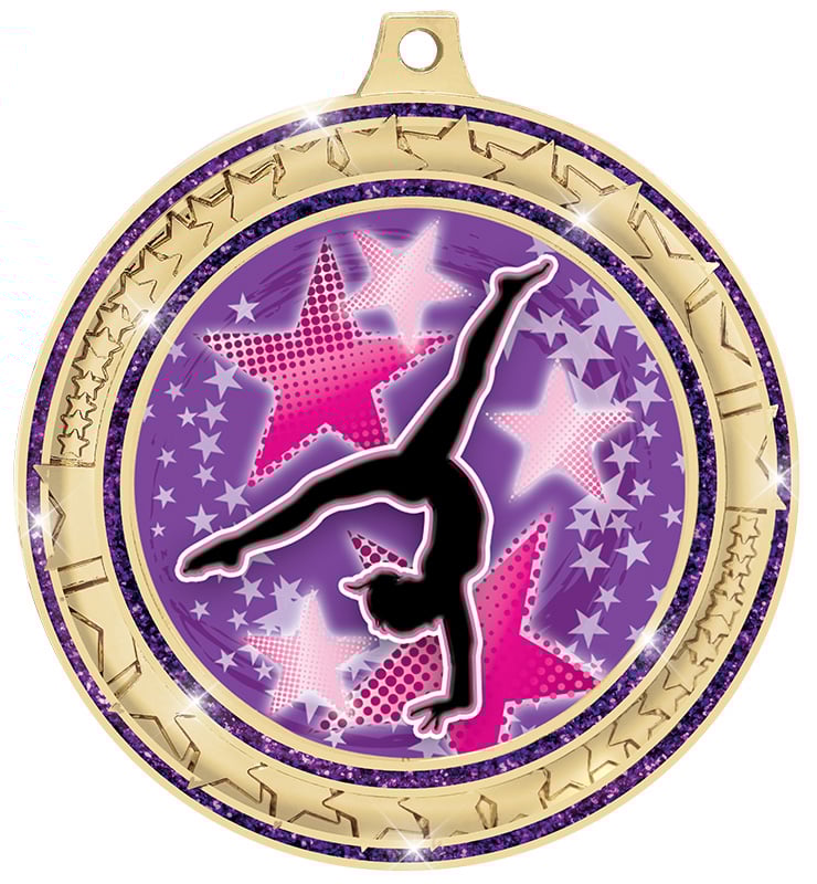 2 3/4" Purple Star Trail Glitter Insert Medal