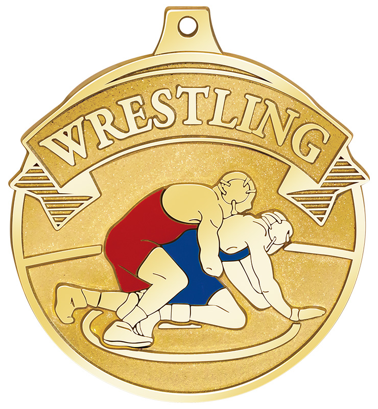 2 1/4" Gilded Wrestling Medals