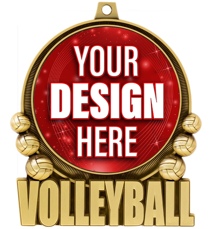3" Volleyball Double Action Insert Medal