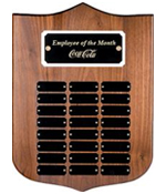 Genuine Walnut Shield Perpetual Plaque With Metal Plates