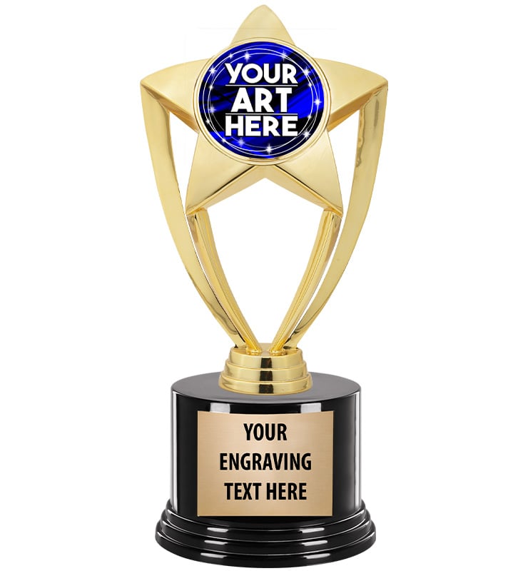 8" Gold Star Custom Insert Deluxe Trophy