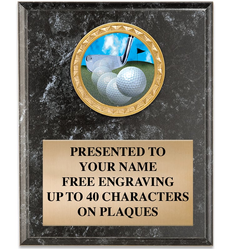 Black Golf Marbleized Vertical Insert Plaque