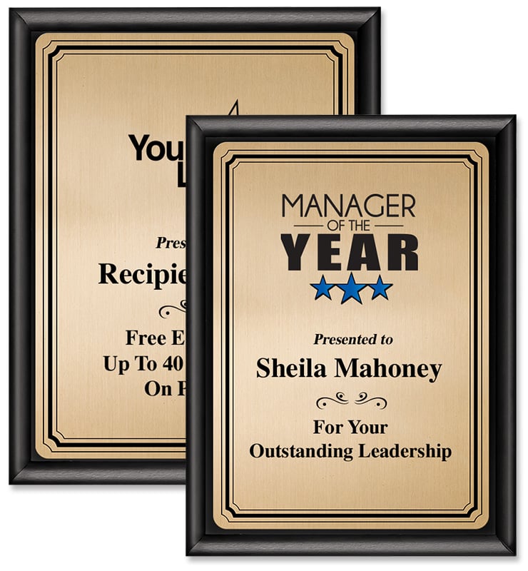 Shiny Black Color Printed Plaques With Gold Plate