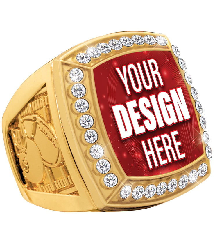 Custom Deluxe Insert Gold Football Ring