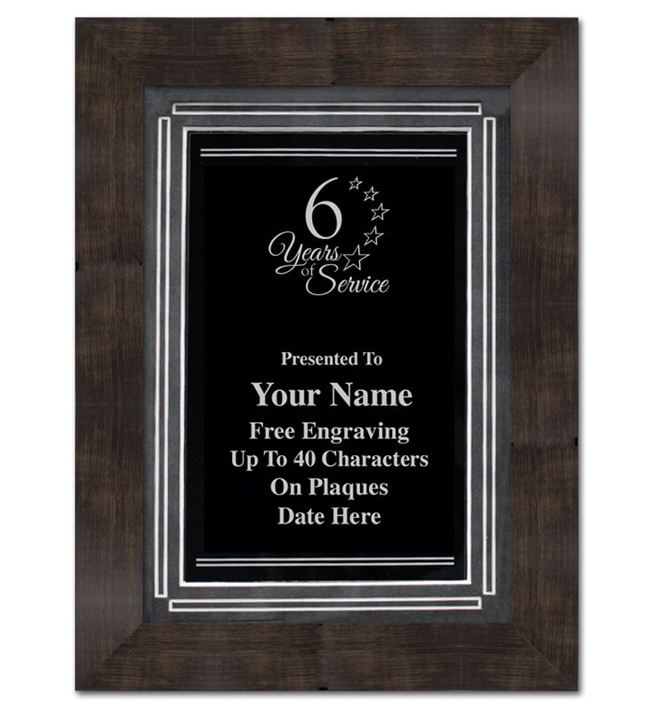 Walnut Frame Plaque With Grey Matting And Black Plate