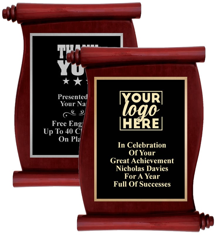 Scroll Rosewood Plaque With Gold Or Silver Trim