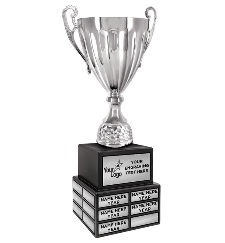 20 1/4" Silver Metal Cup Perpetual Trophy